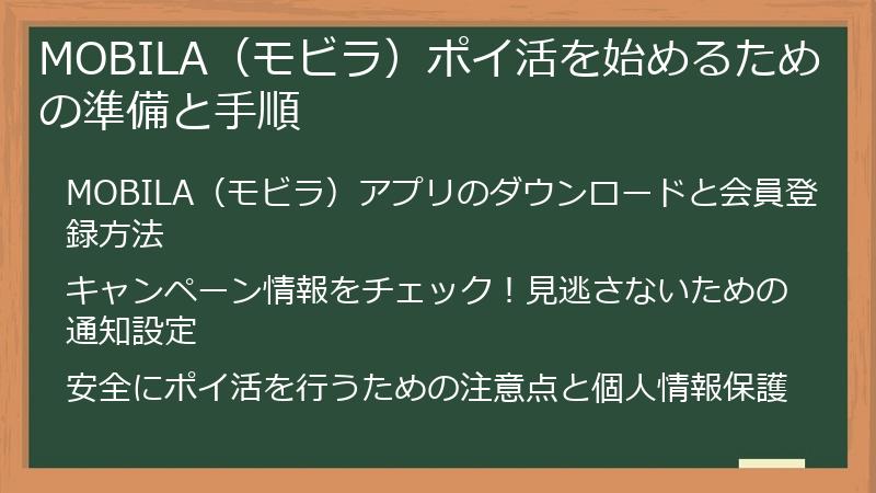MOBILA（モビラ）ポイ活を始めるための準備と手順
