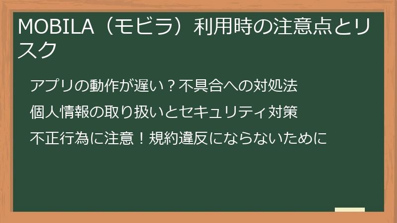 MOBILA（モビラ）利用時の注意点とリスク