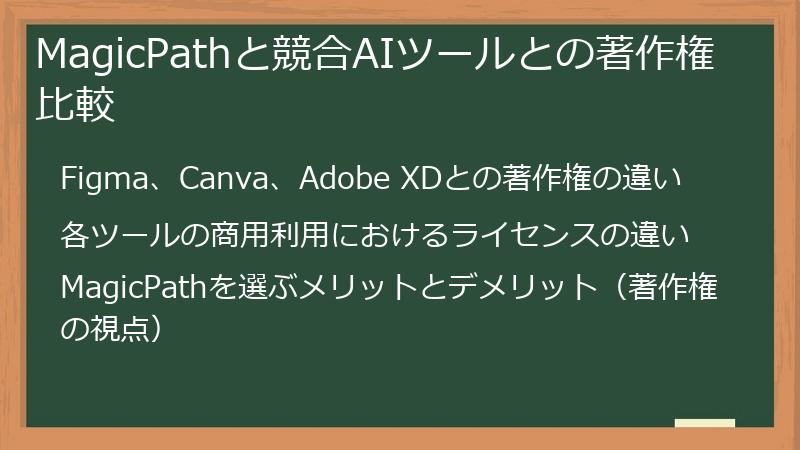 MagicPathと競合AIツールとの著作権比較