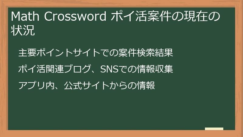 Math Crossword ポイ活案件の現在の状況