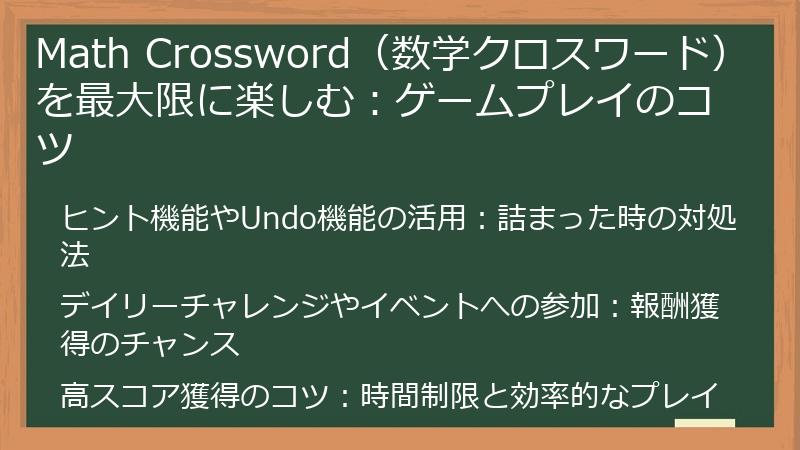 Math Crossword（数学クロスワード）を最大限に楽しむ：ゲームプレイのコツ
