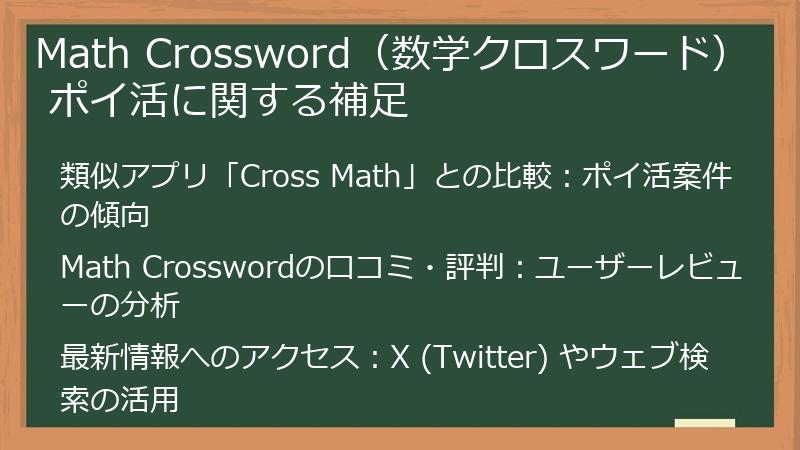 Math Crossword（数学クロスワード） ポイ活に関する補足