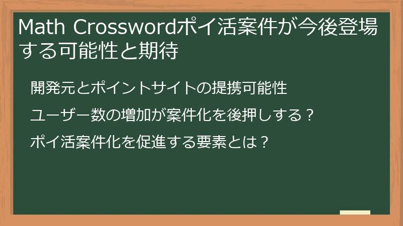 Math Crosswordポイ活案件が今後登場する可能性と期待