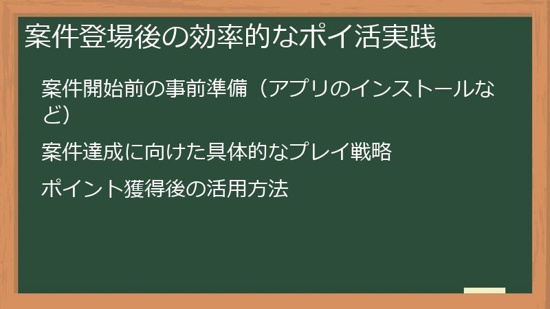 案件登場後の効率的なポイ活実践