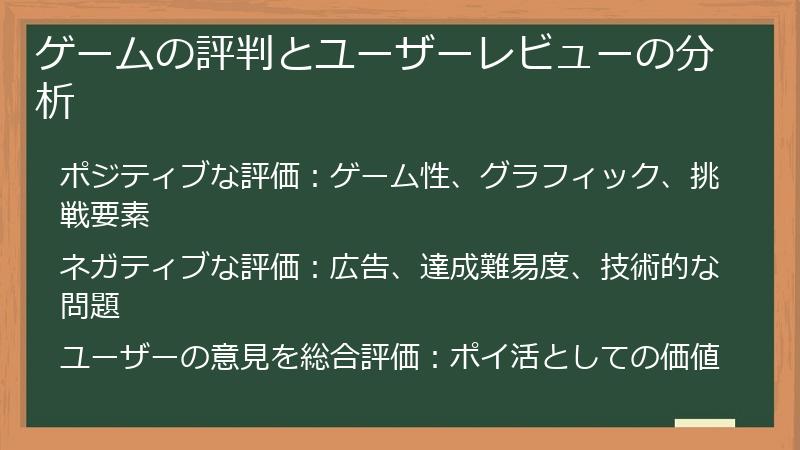 ゲームの評判とユーザーレビューの分析
