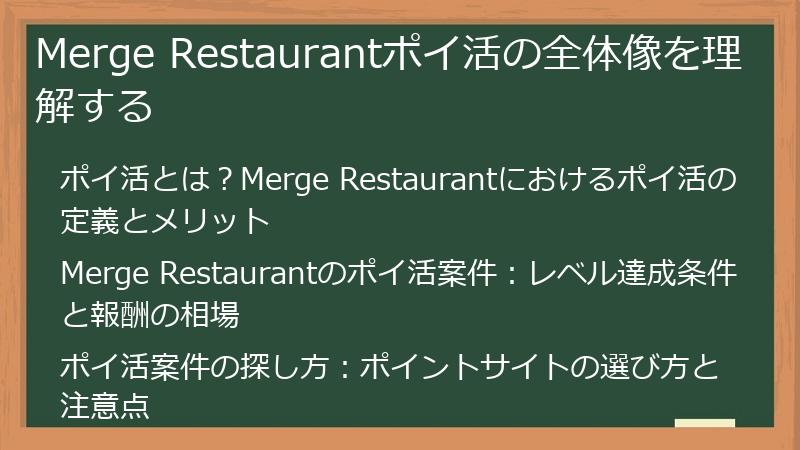 Merge Restaurantポイ活の全体像を理解する