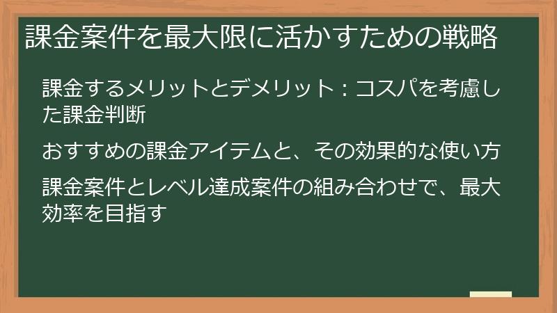 課金案件を最大限に活かすための戦略