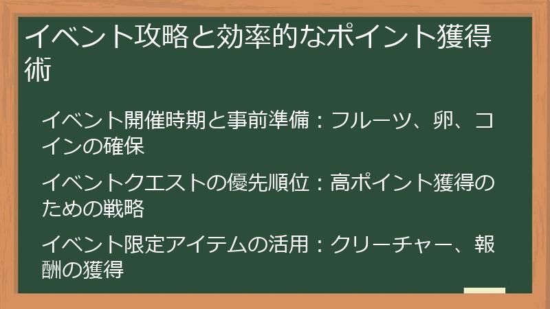 イベント攻略と効率的なポイント獲得術