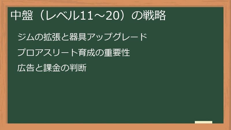 中盤（レベル11～20）の戦略