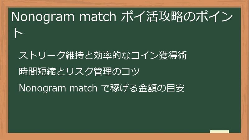 Nonogram match ポイ活攻略のポイント