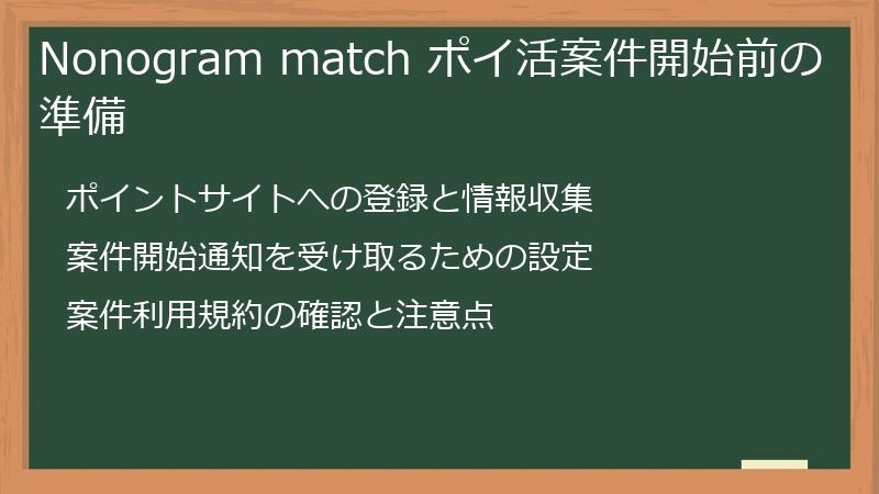 Nonogram match ポイ活案件開始前の準備