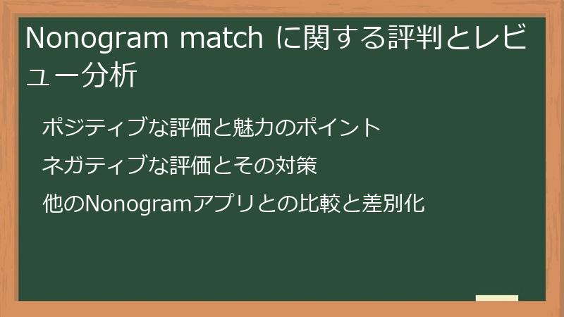 Nonogram match に関する評判とレビュー分析