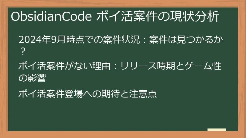 ObsidianCode ポイ活案件の現状分析