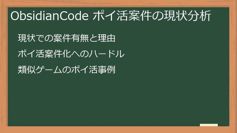 ObsidianCode ポイ活案件の現状分析