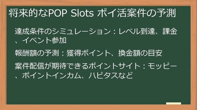 将来的なPOP Slots ポイ活案件の予測