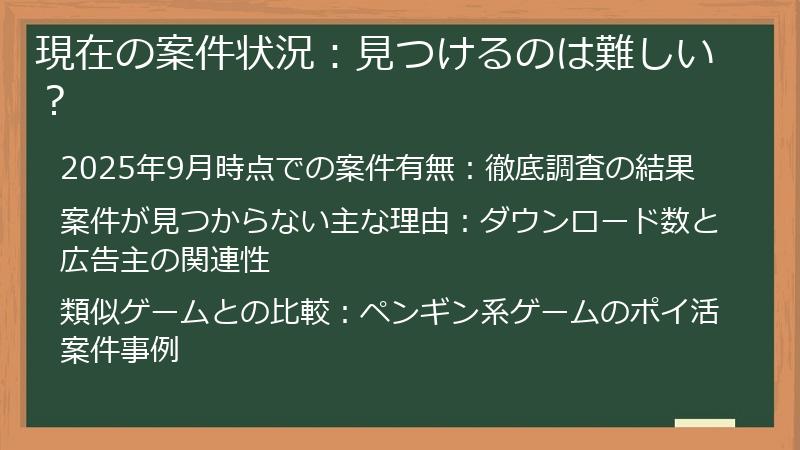 現在の案件状況:見つけるのは難しい?