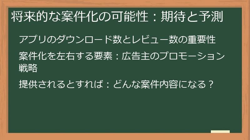 将来的な案件化の可能性:期待と予測