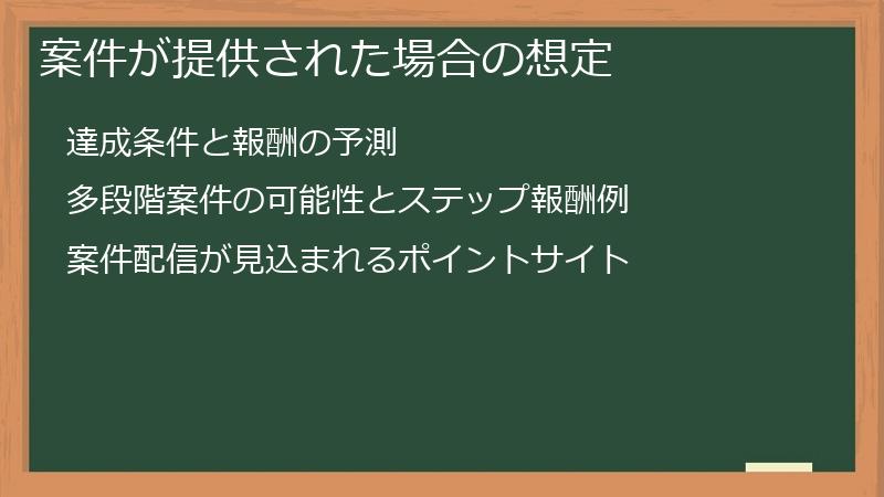 案件が提供された場合の想定