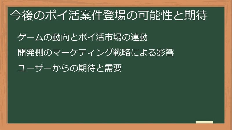 今後のポイ活案件登場の可能性と期待