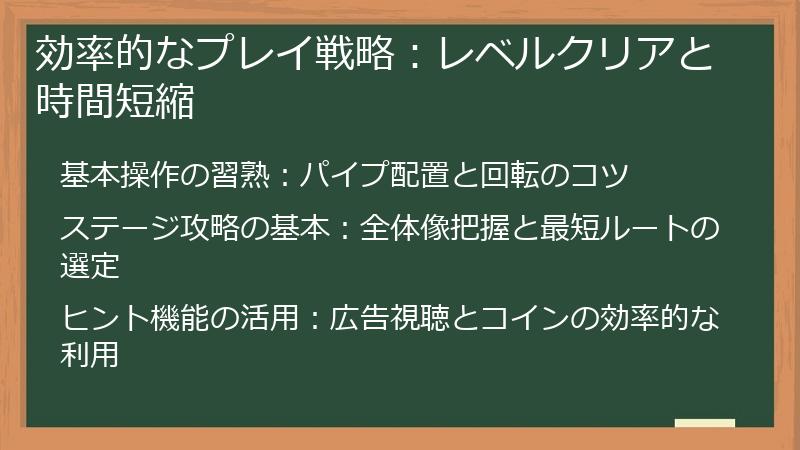 効率的なプレイ戦略：レベルクリアと時間短縮