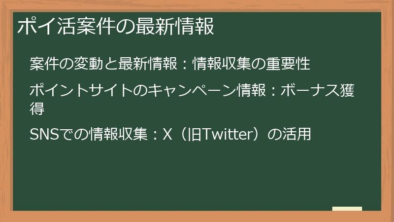 ポイ活案件の最新情報
