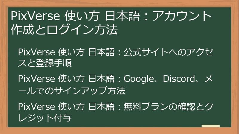 PixVerse 使い方 日本語：アカウント作成とログイン方法