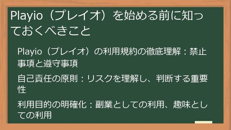 Playio（プレイオ）を始める前に知っておくべきこと