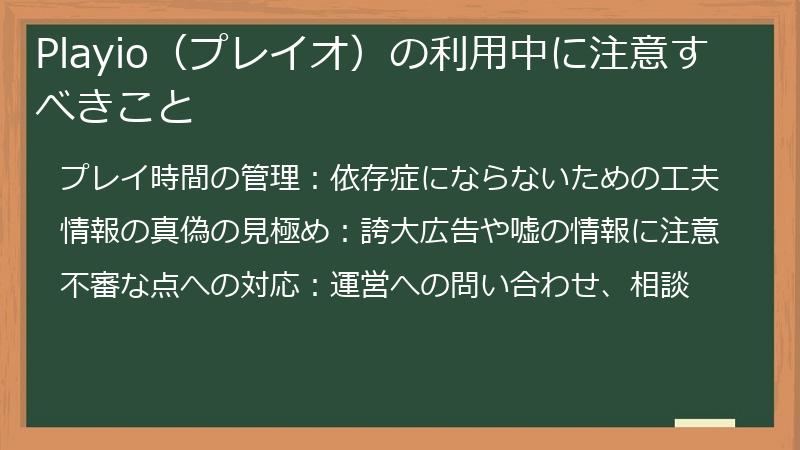 Playio（プレイオ）の利用中に注意すべきこと