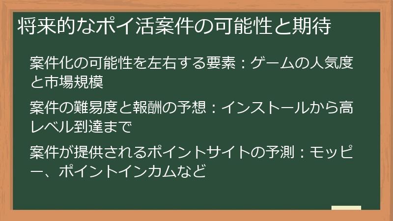将来的なポイ活案件の可能性と期待