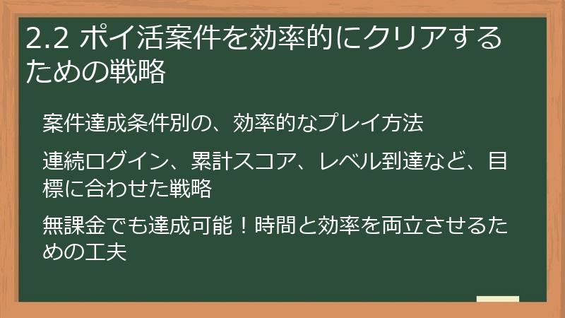 2.2 ポイ活案件を効率的にクリアするための戦略