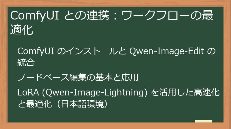 ComfyUI との連携:ワークフローの最適化