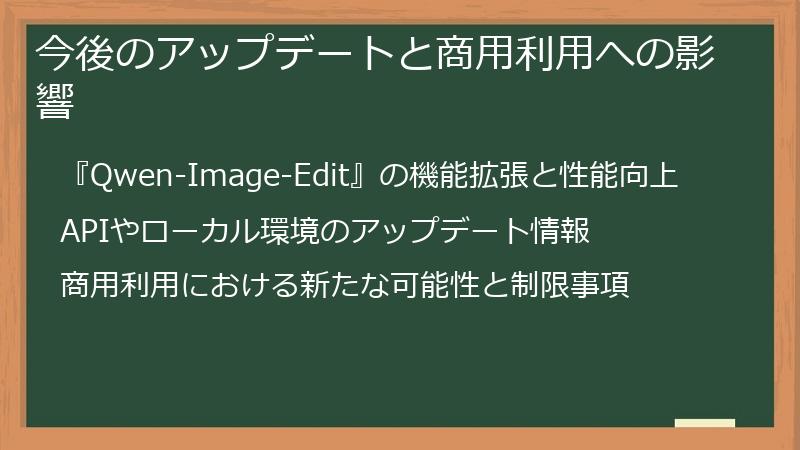 今後のアップデートと商用利用への影響