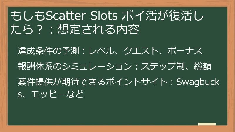 もしもScatter Slots ポイ活が復活したら？：想定される内容