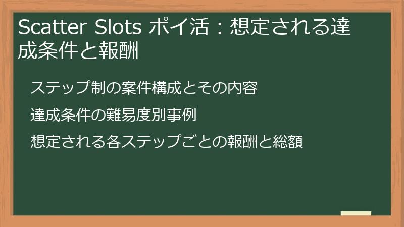 Scatter Slots ポイ活：想定される達成条件と報酬