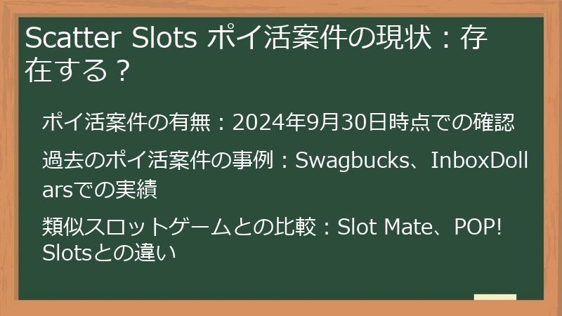 Scatter Slots ポイ活案件の現状：存在する？