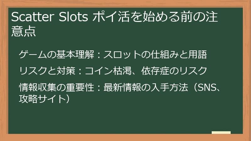 Scatter Slots ポイ活を始める前の注意点
