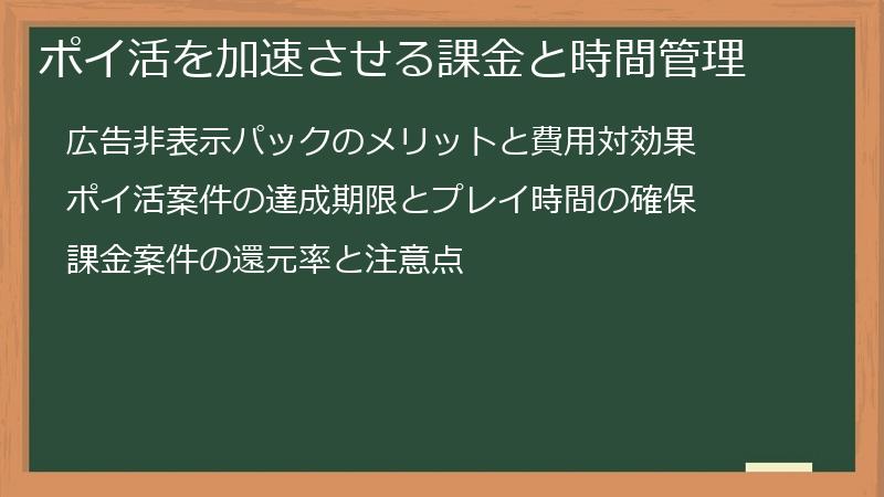 ポイ活を加速させる課金と時間管理