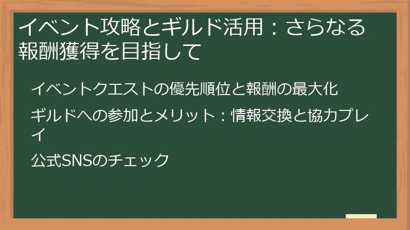 イベント攻略とギルド活用：さらなる報酬獲得を目指して