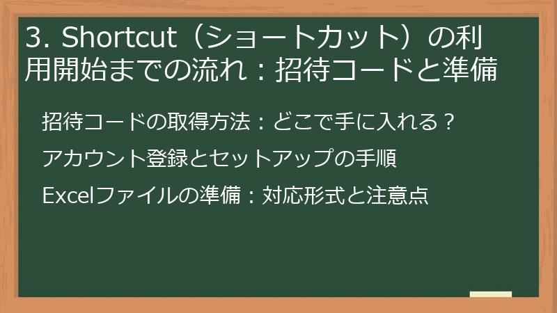 3. Shortcut（ショートカット）の利用開始までの流れ：招待コードと準備