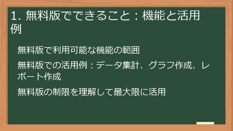 1. 無料版でできること：機能と活用例