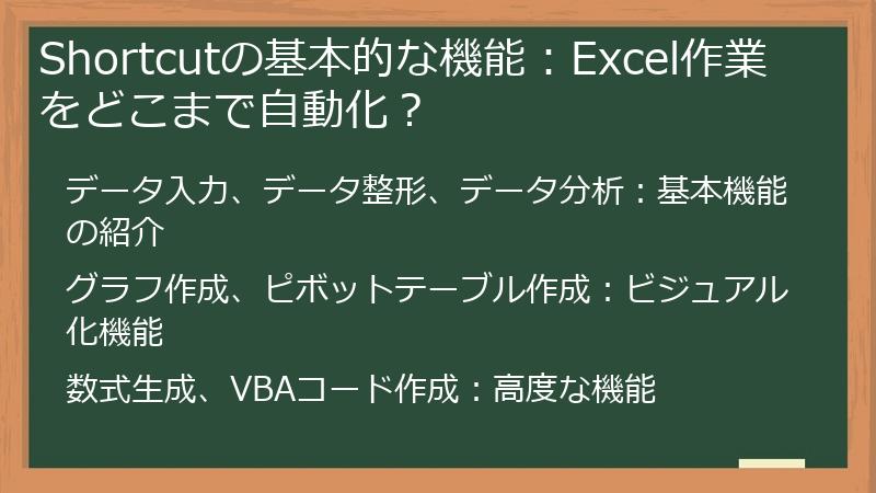 Shortcutの基本的な機能：Excel作業をどこまで自動化？