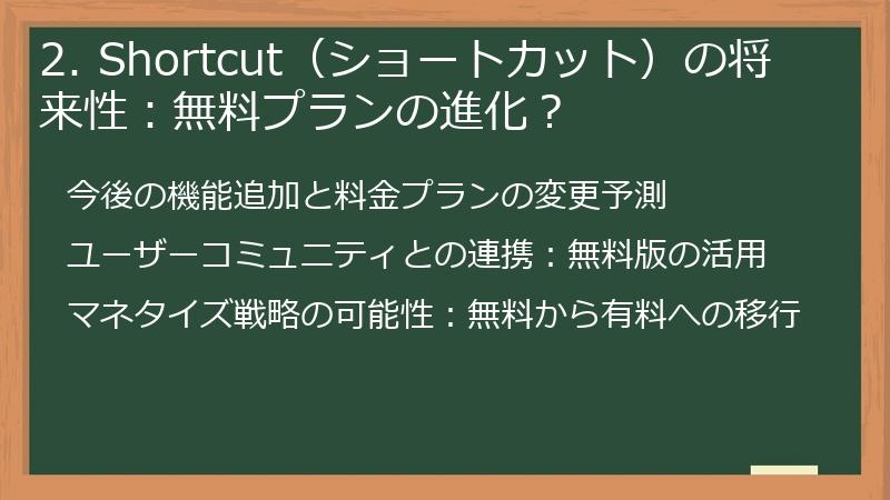 2. Shortcut（ショートカット）の将来性：無料プランの進化？