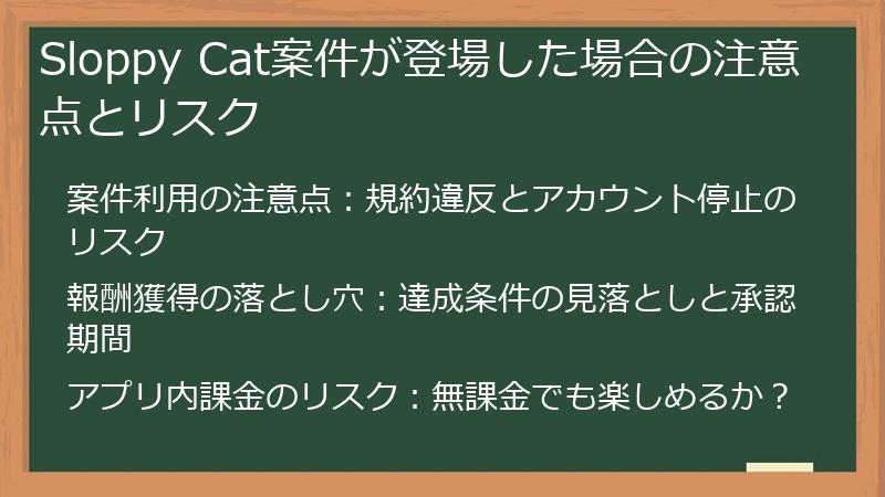 Sloppy Cat案件が登場した場合の注意点とリスク