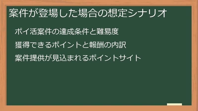 案件が登場した場合の想定シナリオ