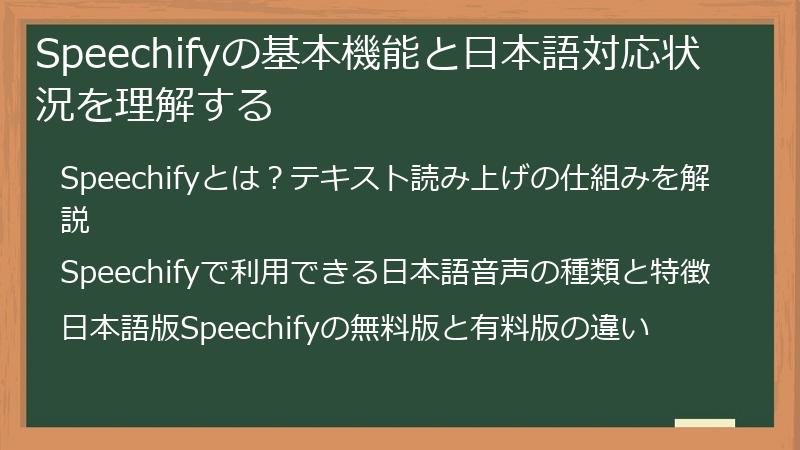 Speechifyの基本機能と日本語対応状況を理解する