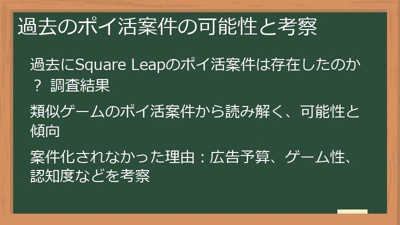 過去のポイ活案件の可能性と考察