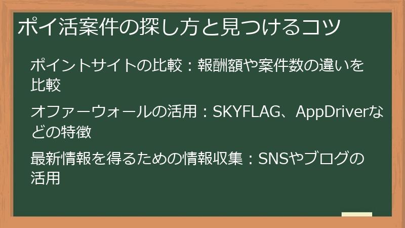 ポイ活案件の探し方と見つけるコツ