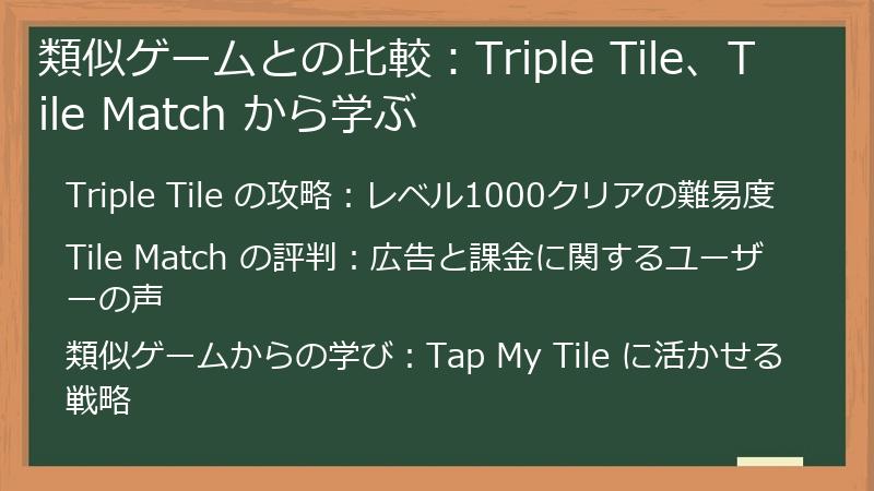 類似ゲームとの比較：Triple Tile、Tile Match から学ぶ