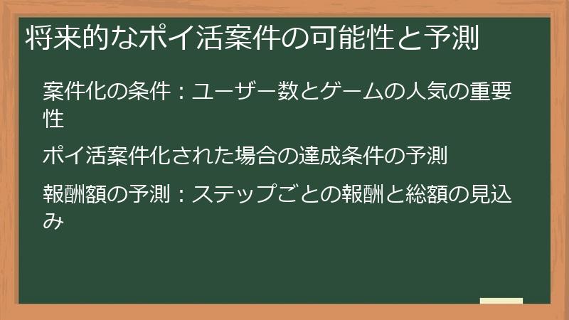 将来的なポイ活案件の可能性と予測