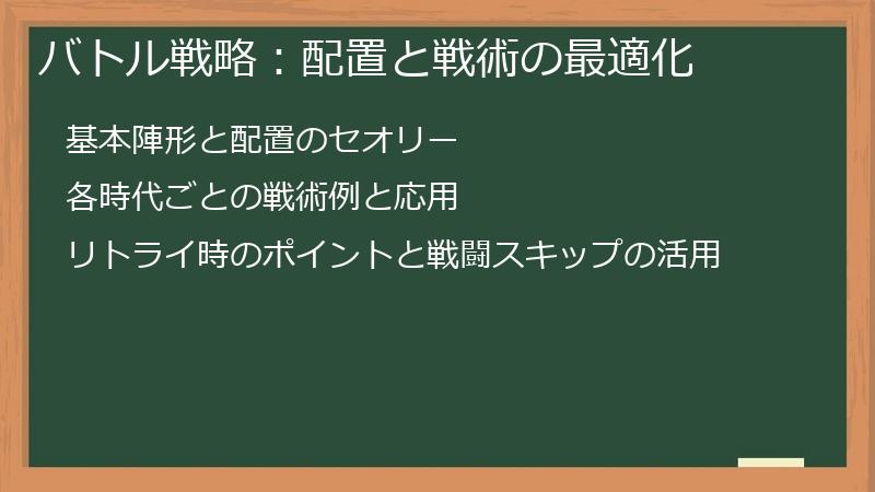 バトル戦略：配置と戦術の最適化